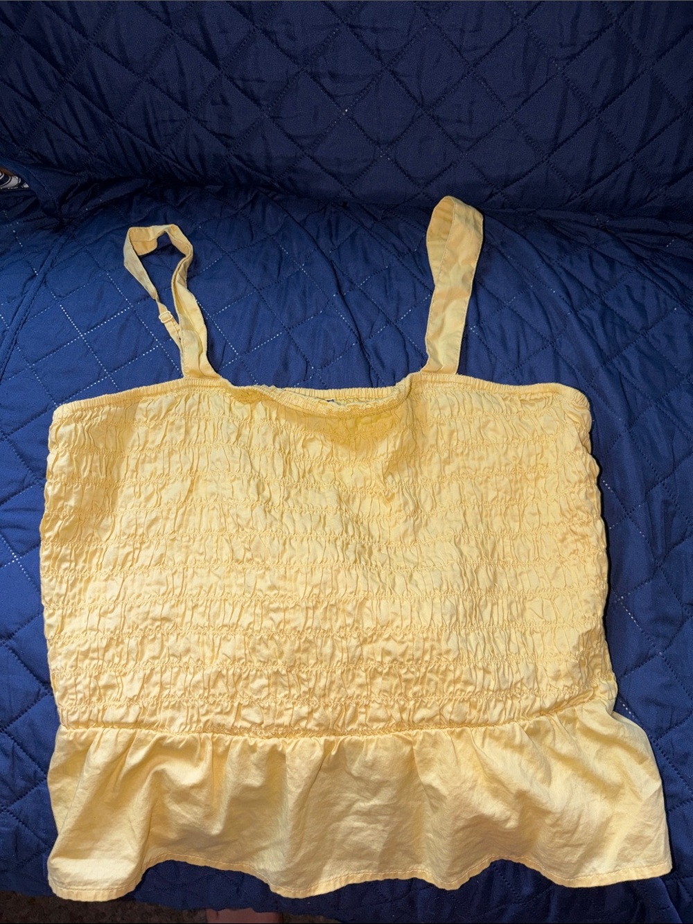 Old Navy Yellow Smocked Peplum Tank Top